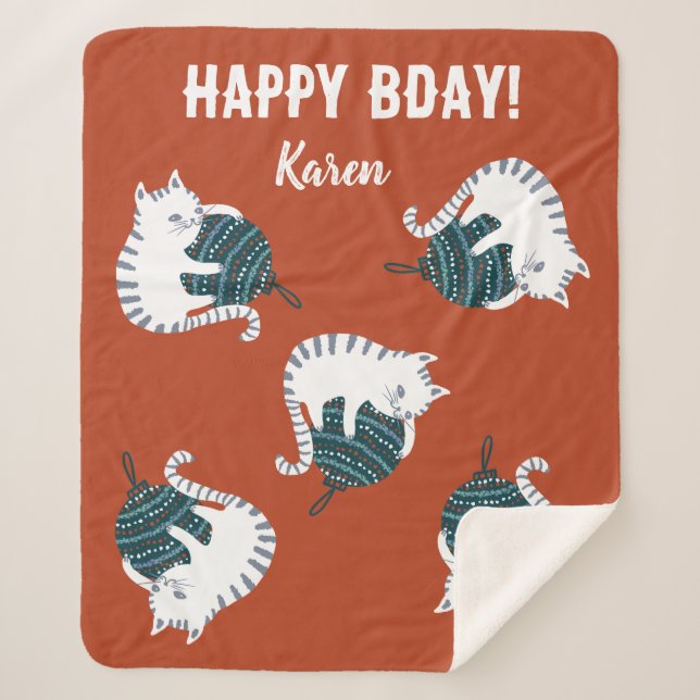 Manta Sherpa Feliz DÍA bebé Tabby lindo gato (Anverso)