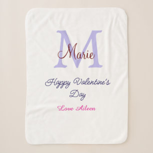 Manta Sherpa Feliz día de San Valentín en pastel púrpura con mo