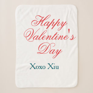 Manta Sherpa Feliz día de San Valentín rojo azul xoxo amor nomb