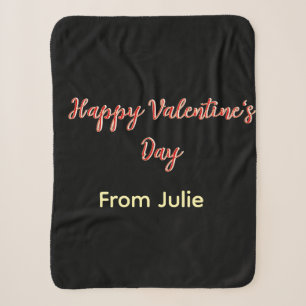 Manta Sherpa Feliz día de San Valentín rojo negro de nombre ele