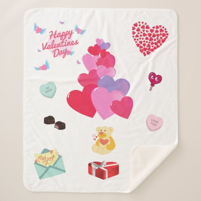 Manta Sherpa Feliz Día de San Valentín Sherpa Fleece Blanket. (Anverso)