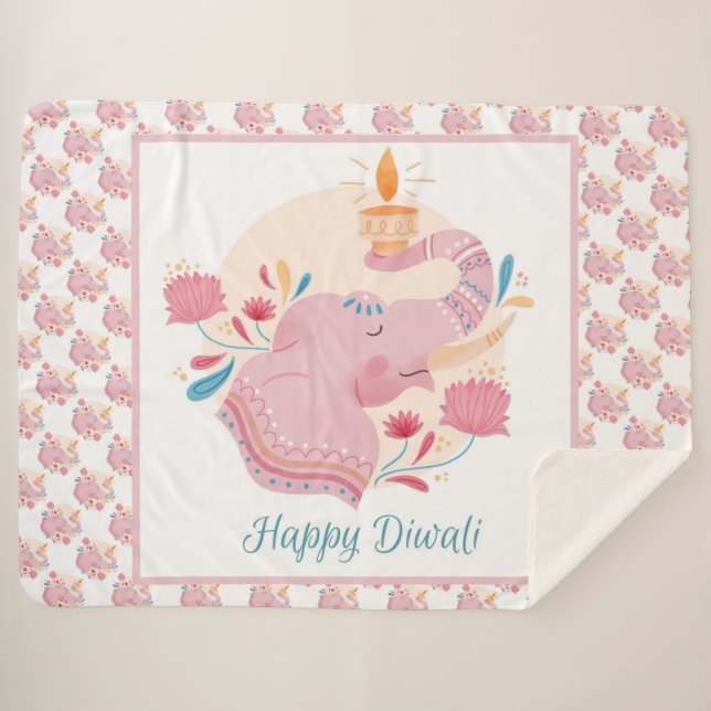 Manta Sherpa Feliz Diwali (Anverso (horizontal))