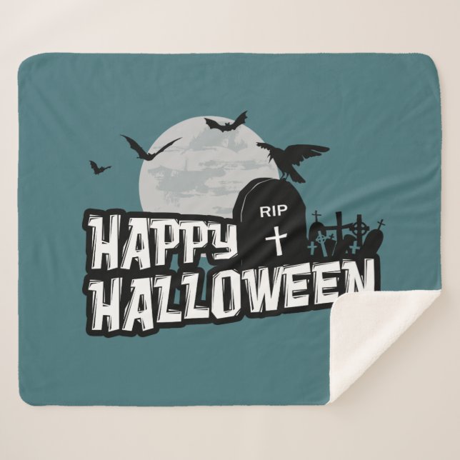 Manta Sherpa Feliz Halloween (Anverso (horizontal))