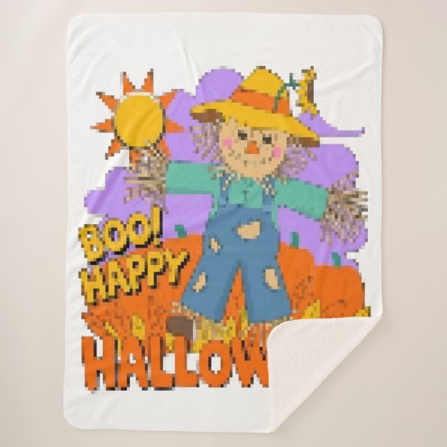 Manta Sherpa Feliz Halloween chico  (Anverso)