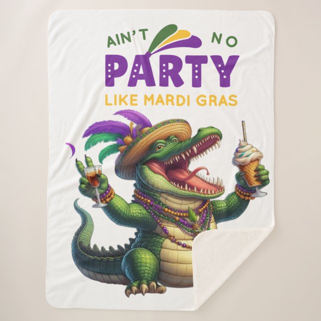 Manta Sherpa Feliz Mardi Gras (Anverso)