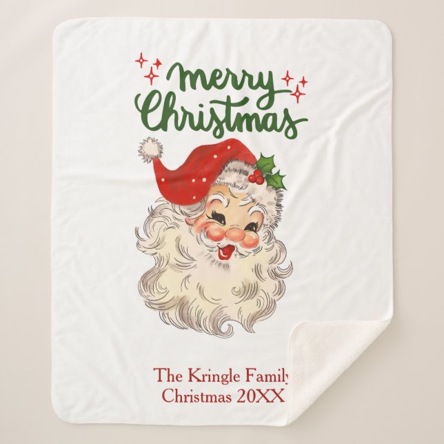 Manta Sherpa Feliz Navidad a la familia Santa Claus (Anverso)