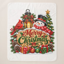 Feliz Navidad Cardenal Muñeco de Nieve Linterna Fi