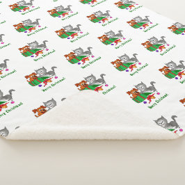Manta Sherpa Feliz Navidad con gato y pipa