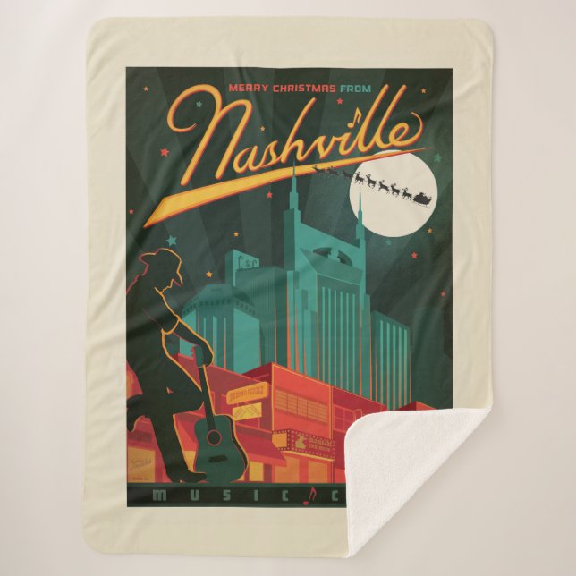 Manta Sherpa Feliz Navidad desde Nashville (Anverso)