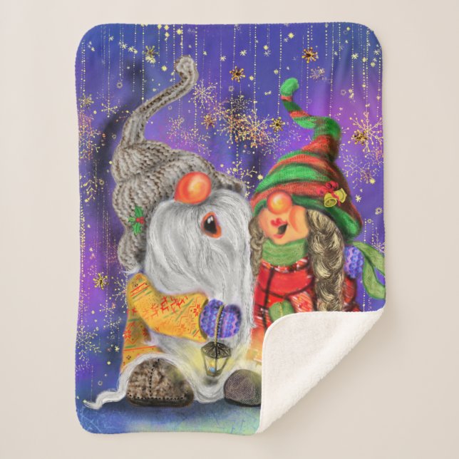 Manta Sherpa Feliz Navidad Gnome Baby Sherpa Blanket (Anverso)