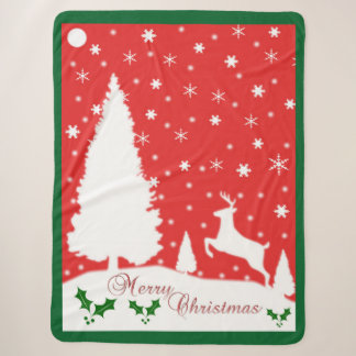 Manta Sherpa Feliz Navidad Invierno Snowflakes
