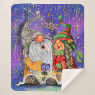 Manta Sherpa Feliz Navidad Pareja Gnome Sherpa Blanket