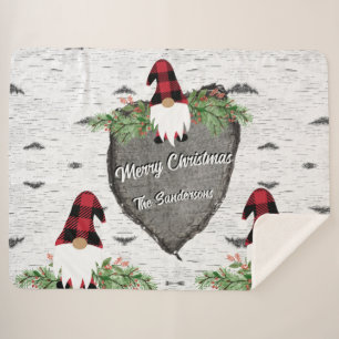 Manta Sherpa Feliz Navidad Red Buffalo Plaid Gnomes