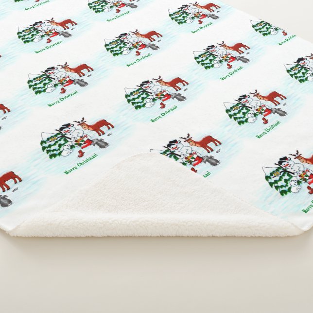 Manta Sherpa ¡Feliz Navidad! Snowman con sus amigos (3/4)