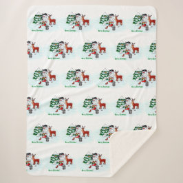 Manta Sherpa ¡Feliz Navidad! Snowman con sus amigos