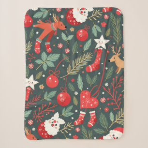 Manta Sherpa Feliz Navidad Whimsy