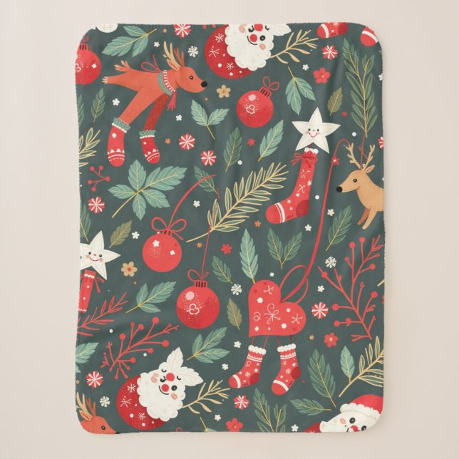 Manta Sherpa Feliz Navidad Whimsy (Anverso)