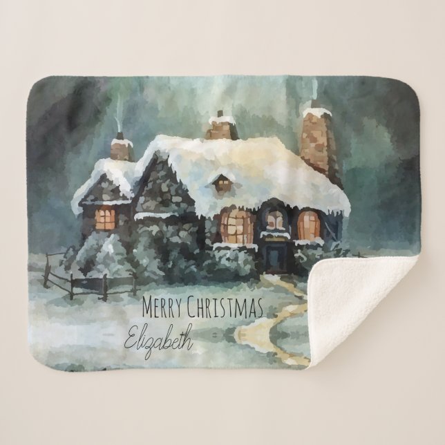 Manta Sherpa Feliz Navidad Y Todas Maravillosas Noche De Invier (Anverso (horizontal))