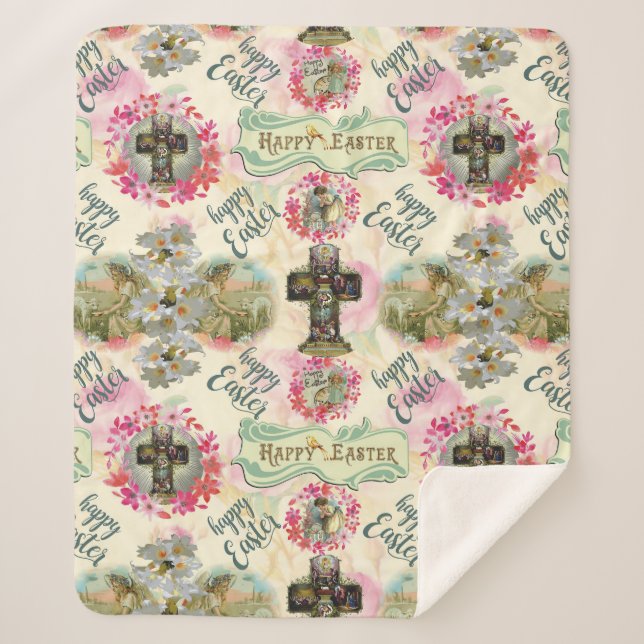 Manta Sherpa Feliz Pascua Jesús Reanudación Ángel Wreats (Anverso)
