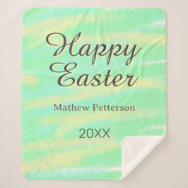 Manta Sherpa Feliz Pascua verde amarillo gris pastel nombre año