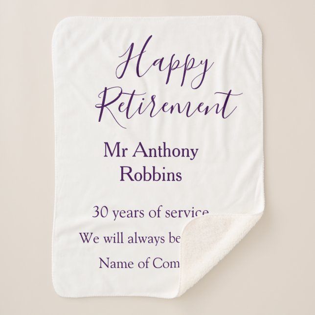 Manta Sherpa Feliz retiro añadir nombre años de servicio jubila (Anverso)