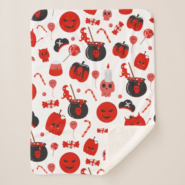 Manta Sherpa Feliz Trick O Trato De Halloween (Anverso)