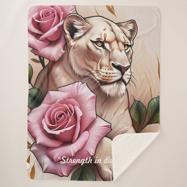 Manta Sherpa "Ferocidad Encuentra Elegancia" (Anverso)