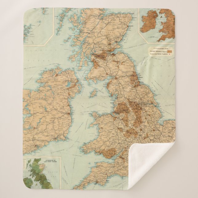 Manta Sherpa Ferrocarriles de las islas británicas y mapa (Anverso)