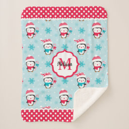 Manta Sherpa Festividad de los Navidades monogramas