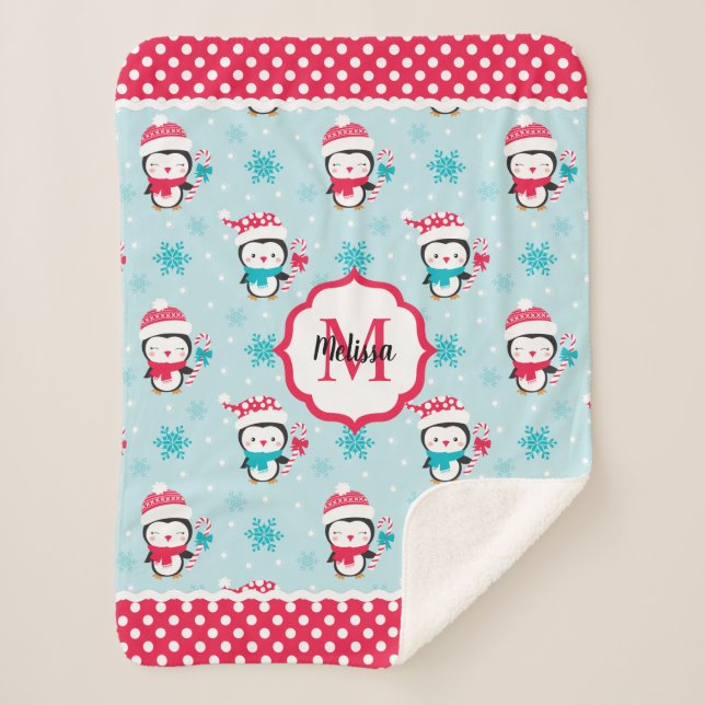 Manta Sherpa Festividad de los Navidades monogramas (Anverso)