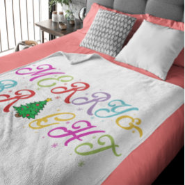 Manta Sherpa Festividad del Árbol de Navidad brillante y colori