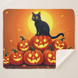 Manta Sherpa Festividad otoño arte Halloween negro amigo felino