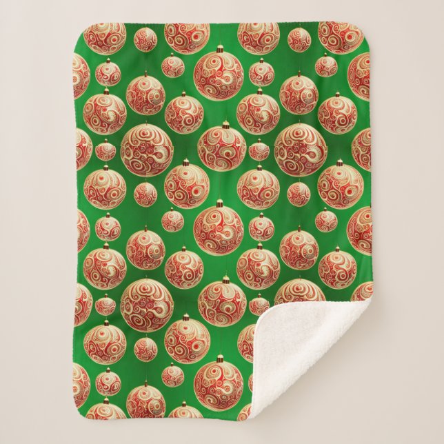 Manta Sherpa Festividades rojas y verdes (Anverso)