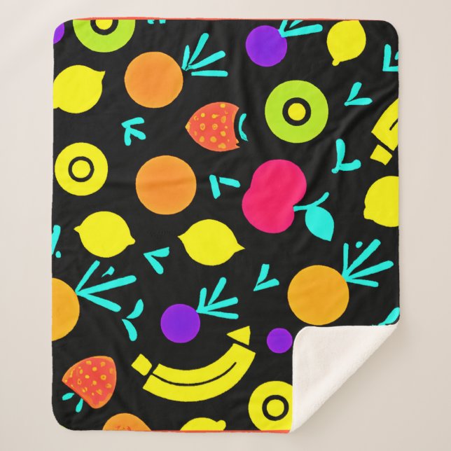 Manta Sherpa Fiesta de fruta luminosa (Anverso)