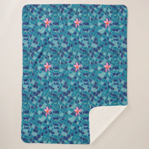 Manta Sherpa Fiesta de piscina azul flor rosa color flotante po