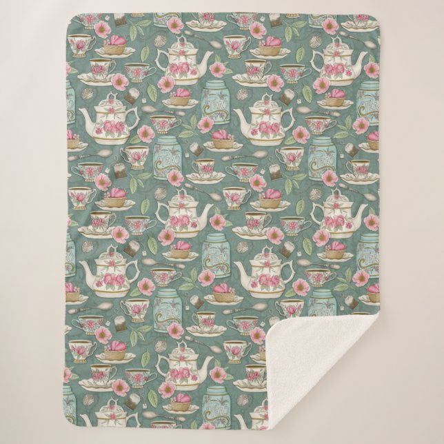 Manta Sherpa Fiesta del té de cosecha (Anverso)