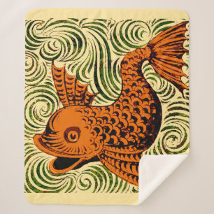 Manta Sherpa Fish Antiguo Tile Antiguo arte