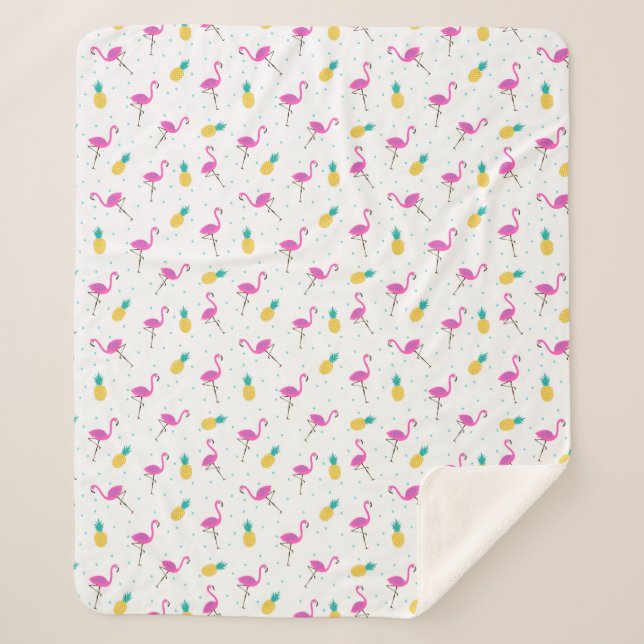 Manta Sherpa Flamencos de neón (Anverso)