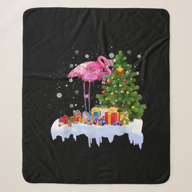 Manta Sherpa Flamingo Christmas Tree Lights (Anverso)