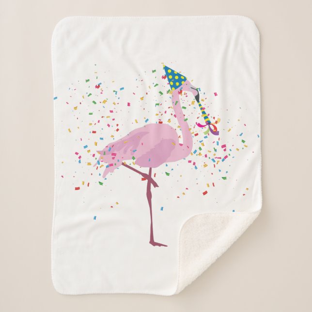 Manta Sherpa Flamingo de fiesta - Animales con Fiesta (Anverso)