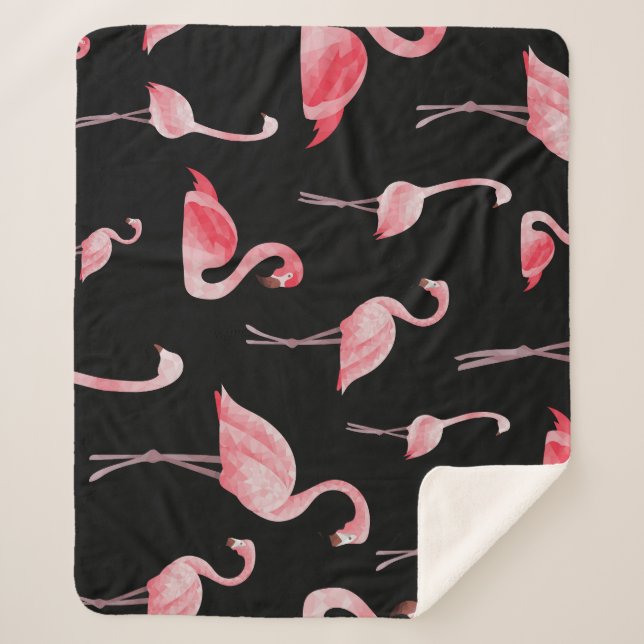 Manta Sherpa Flamingo Flock: Diseño sin costura (Anverso)