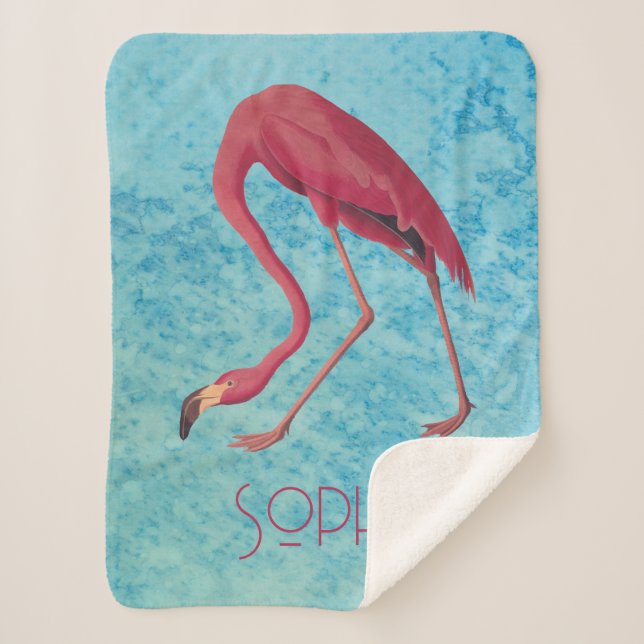 Manta Sherpa Flamingo rosa vintage (Anverso)