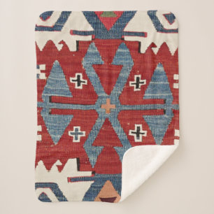 Manta Sherpa Flecha azul de diamante Konya II Cobertura roja 