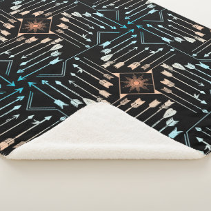 Manta Sherpa Flechas de Boho y Sun V1 ID748