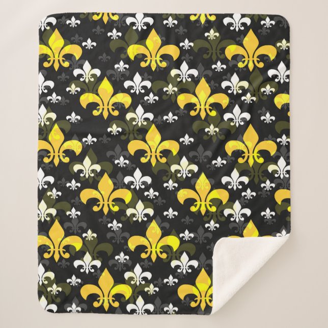 Manta Sherpa Fleur Blanco Amarillo De Lis (Anverso)