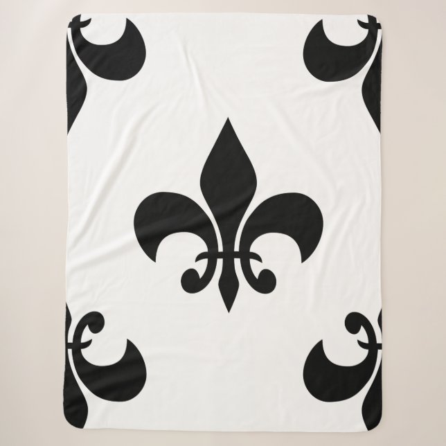 Manta Sherpa fleur de lis negro (Anverso)
