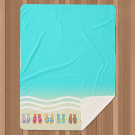 Manta Sherpa Flip Flops Beach Waves Blue