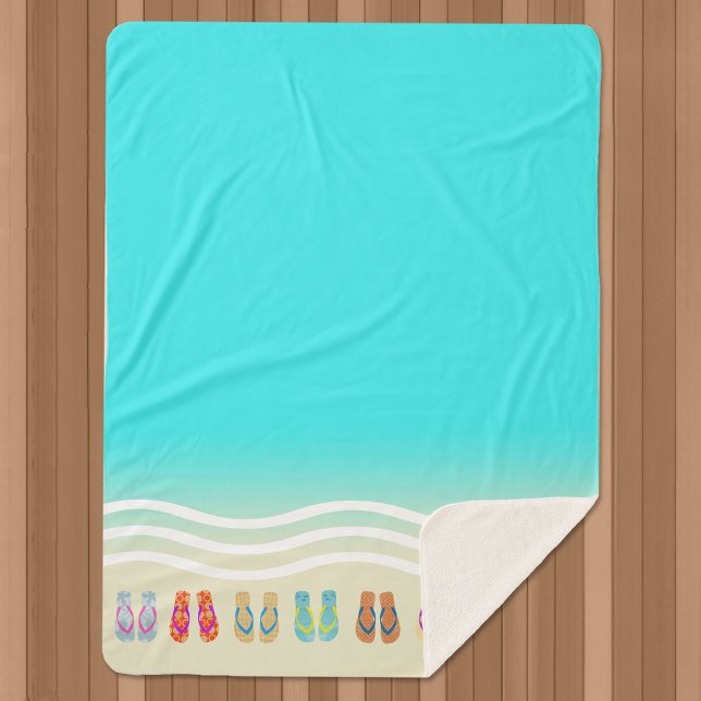 Manta Sherpa Flip Flops Beach Waves Blue (Subido por el creador)