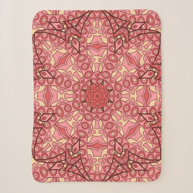 Manta Sherpa Flor abstracta mandala patrón étnico sin fisuras (Anverso)