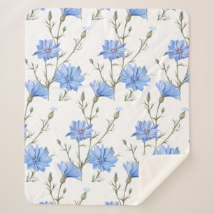 Manta Sherpa Flor achicoria salvaje acuarela